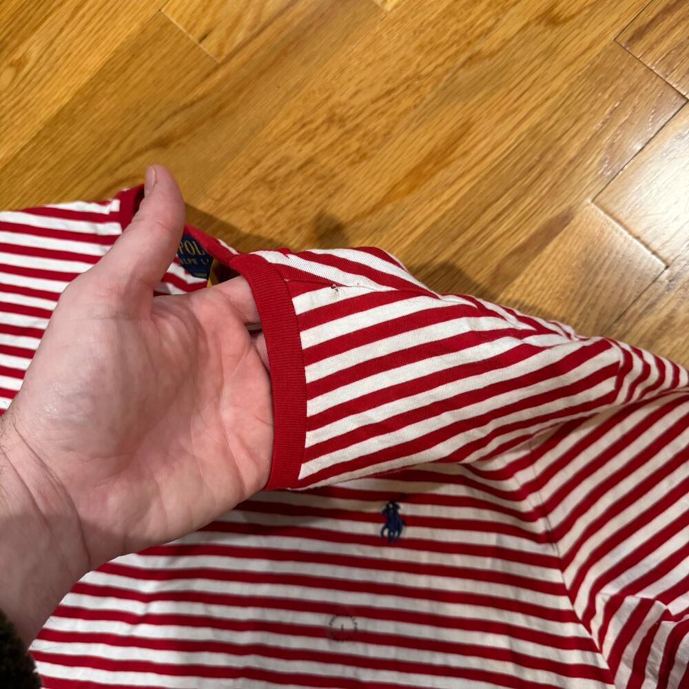 Polo Ralph Lauren Stripe T-Shirt Mens Large Red White SS NWOT Pin Hole - Picture 4 of 4